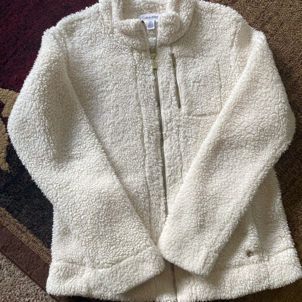 Calvin Klein Cream Sherpa Fleece